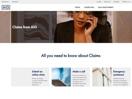 AIG homepage