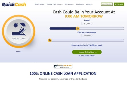Quick Cash Finance  homepage