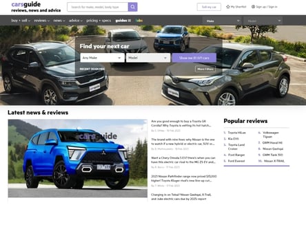 Cars Guide homepage