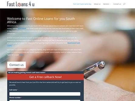 Fast Loans 4 U homepage