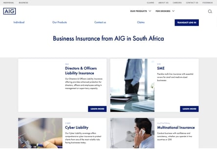 AIG homepage