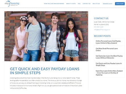 Easy Financing homepage
