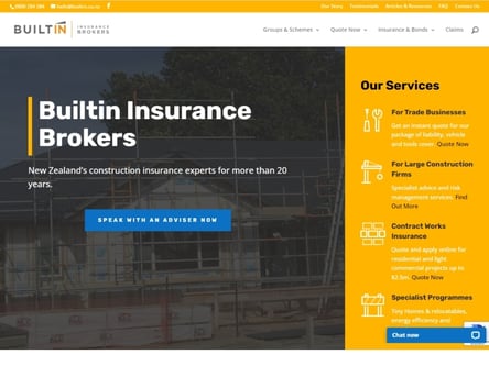 Builtin Insurance homepage