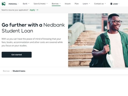 Nedbank Student Loan homepage