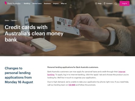 Bank Australia homepage