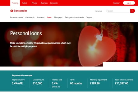 Santander Loans homepage