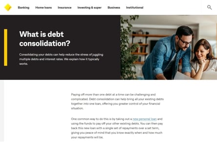 Commonwealth Bank homepage