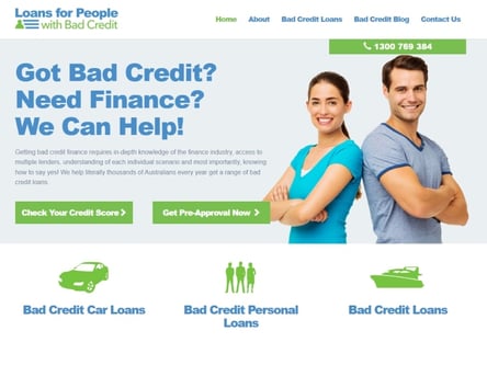 Loans for People with Bad Credit homepage