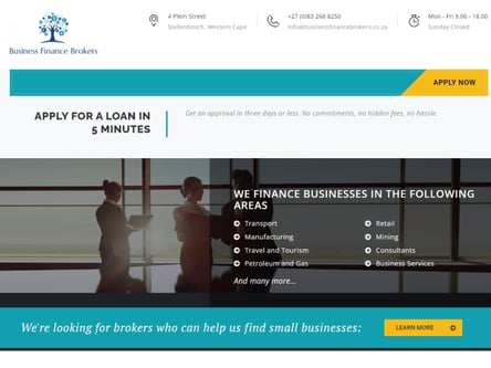 Business Finance Brokers homepage