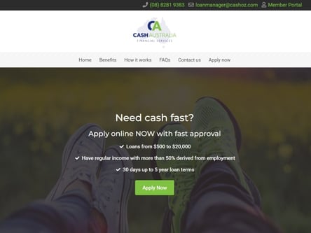 Cash Australia homepage