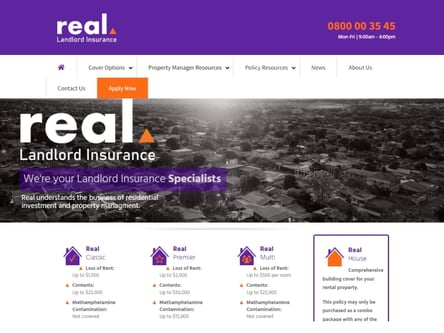 Real Landlord Insurance homepage