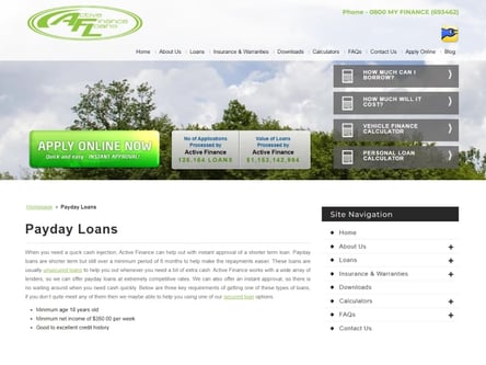 The Active Finance homepage