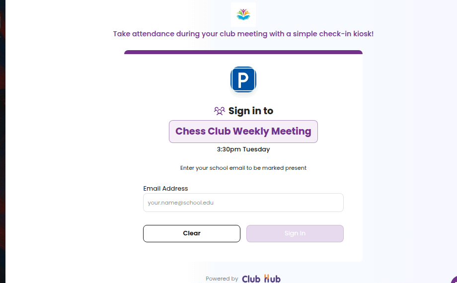 Kiosk sign-in interface