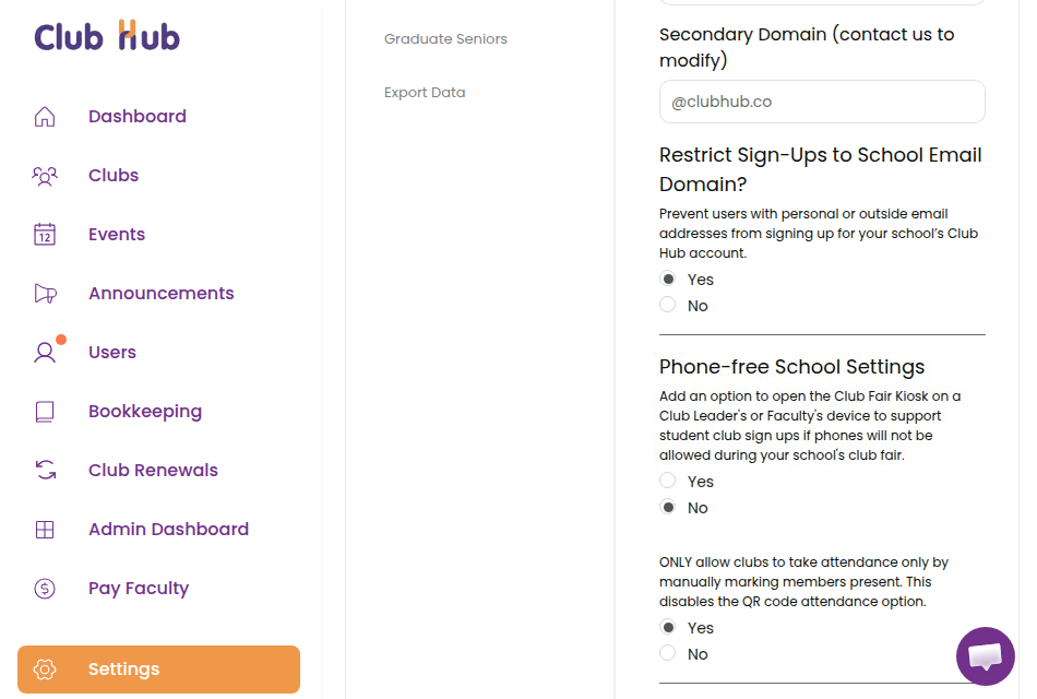 School Settings - Manual Attendance Toggle