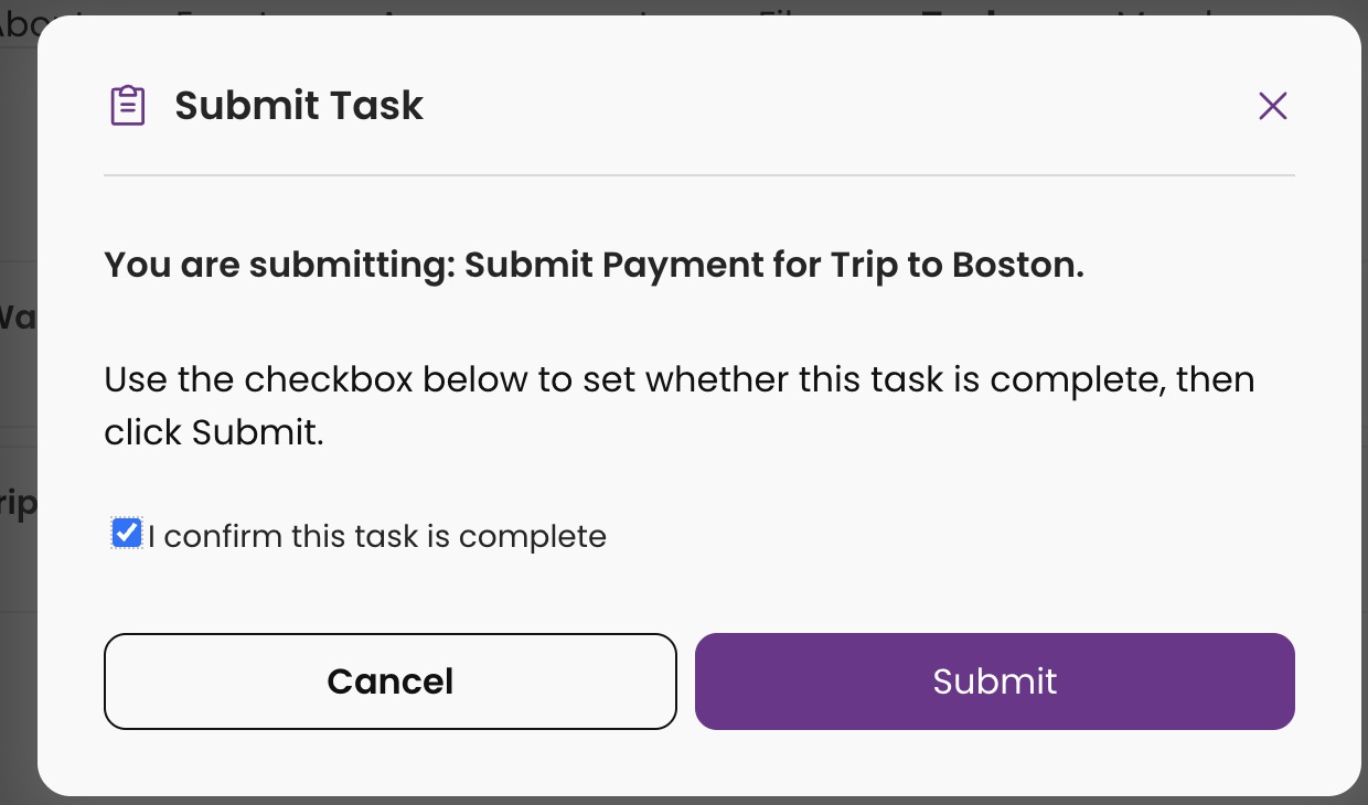 Checkbox task submission