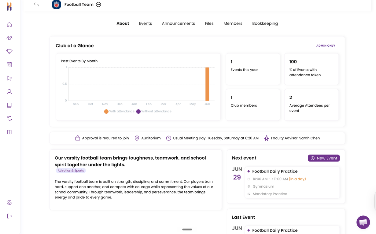 Create New Athletic Team form