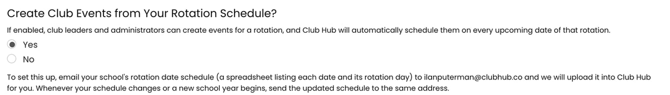 The Create Club Events from Your Rotation Schedule question