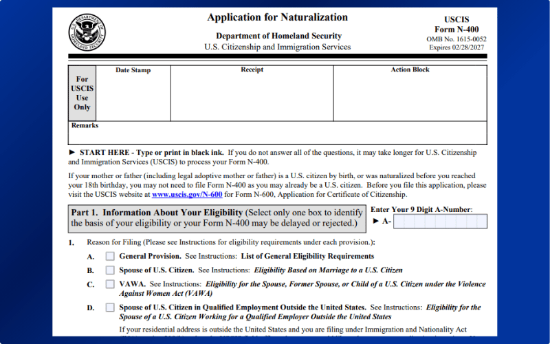 Form N-400 - Mẫu đơn xin nhập tịch Mỹ 