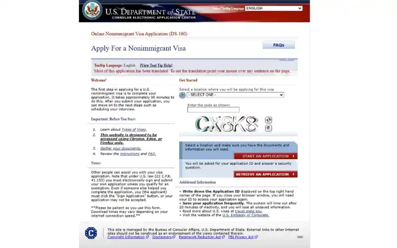 Điền Form DS-160 online trên CEAC