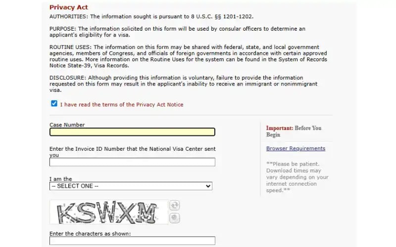 Hướng dẫn đăng nhập CEAC để làm hồ sơ visa định cư Mỹ giai đoạn NVC