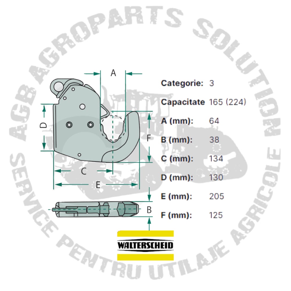 Carlig tirant CAT3 John Deere Walterscheid 1208556