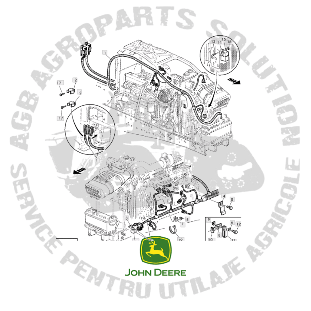 Instalatie electrica motor BOSCH VP44 John Deere AL158139
