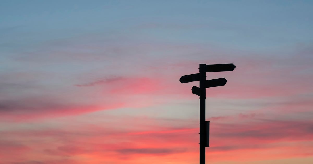 silhouette of road signage during golden hour