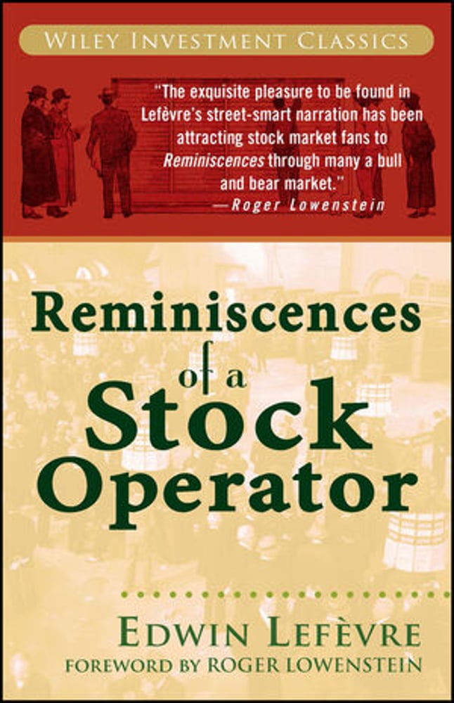 Book cover of 'Reminiscences of a Stock Operator' by Edwin Lefèvre, showing the classic investment text about Jesse Livermore's trading strategies