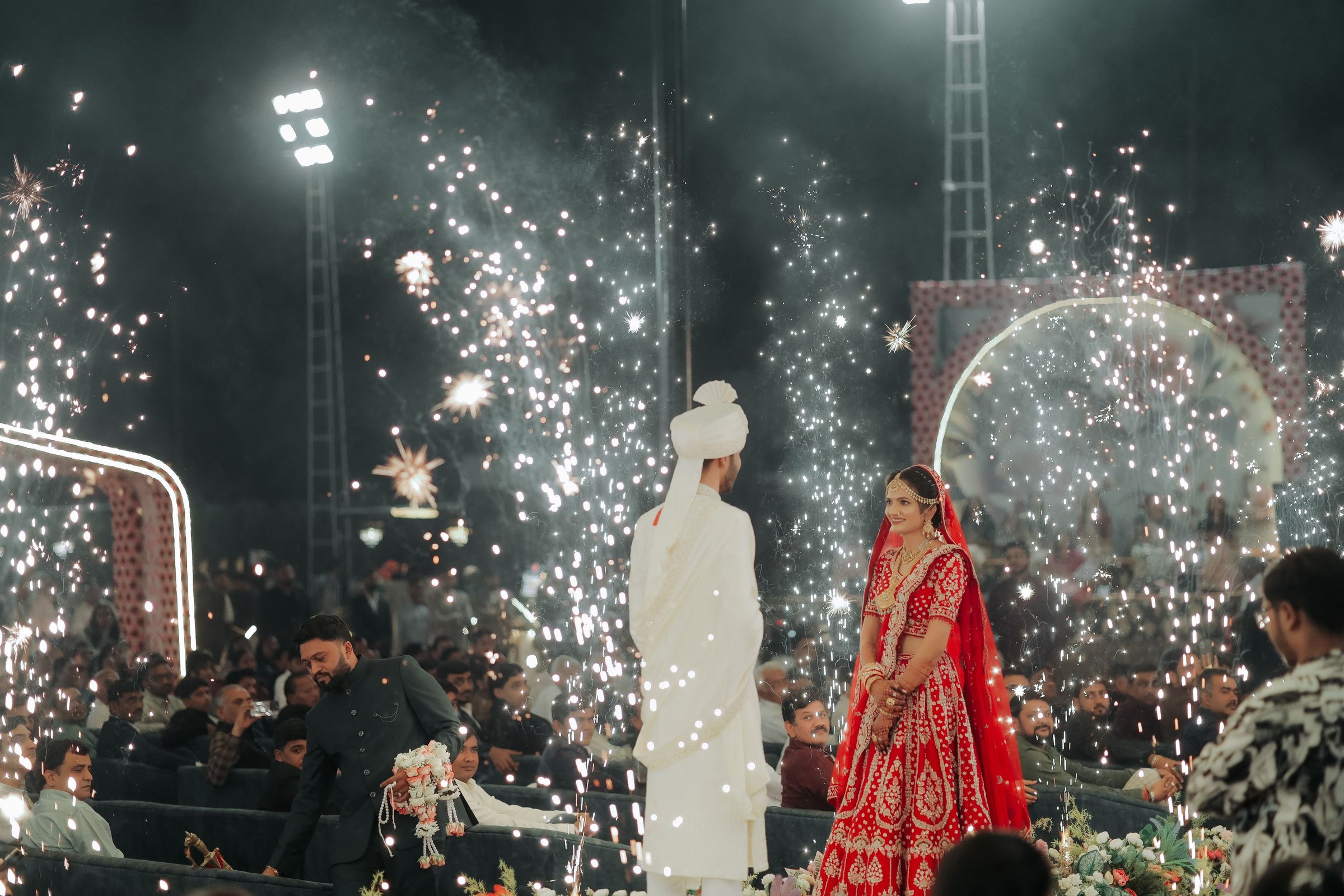 Cold-pyro entry at the reception