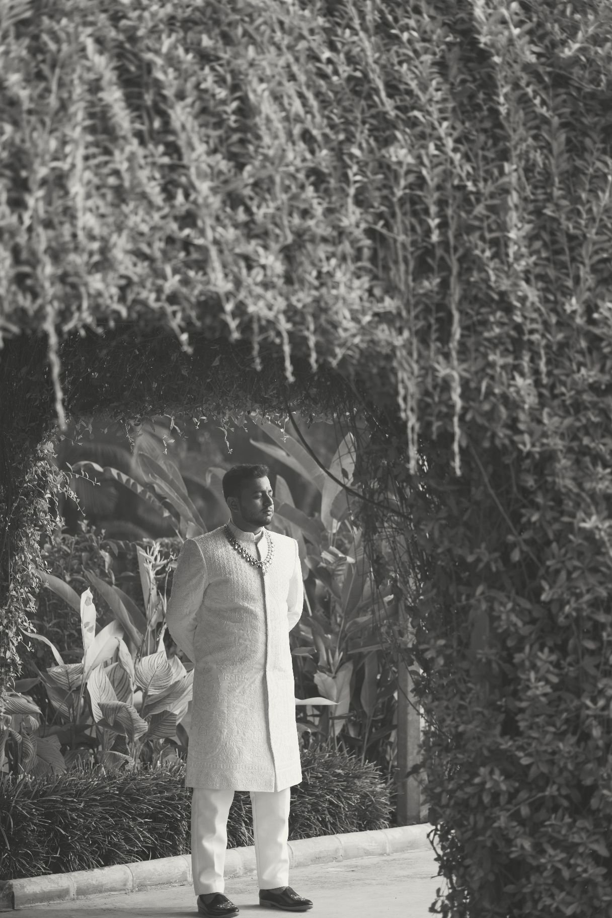 Arjun under the hanging vines