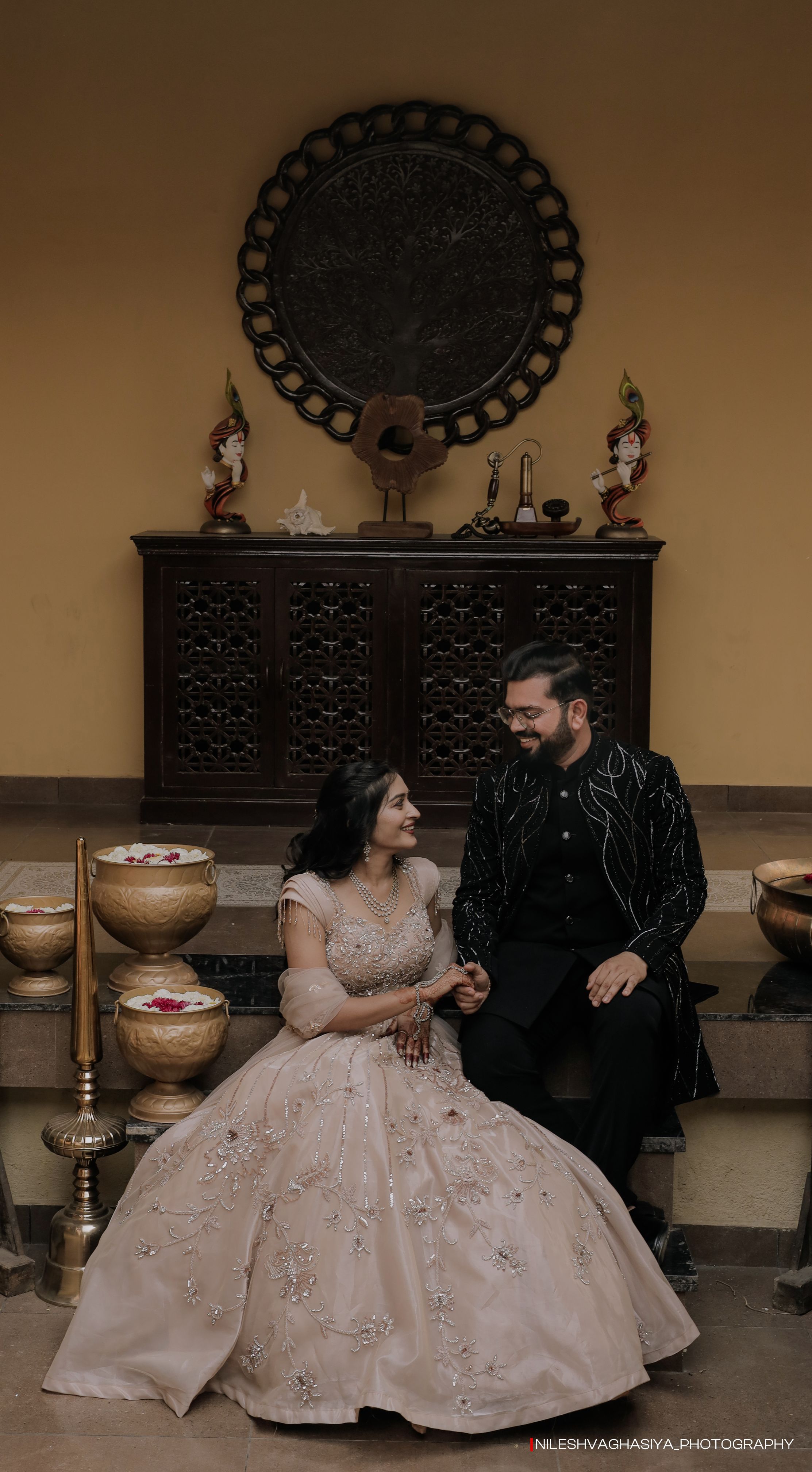 Ananya and Dhruv in the heritage drawing room