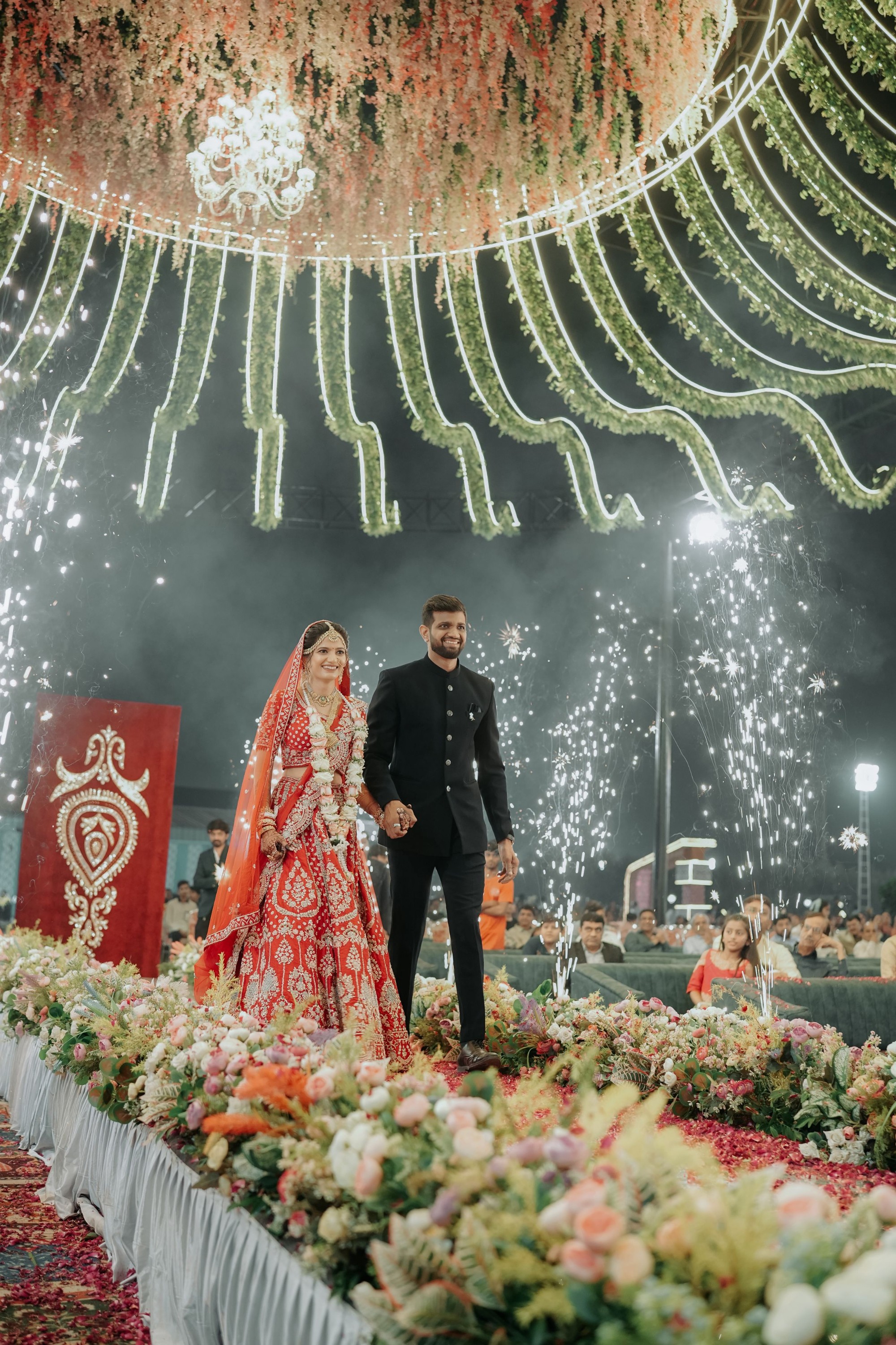 A stage lit for the first dance