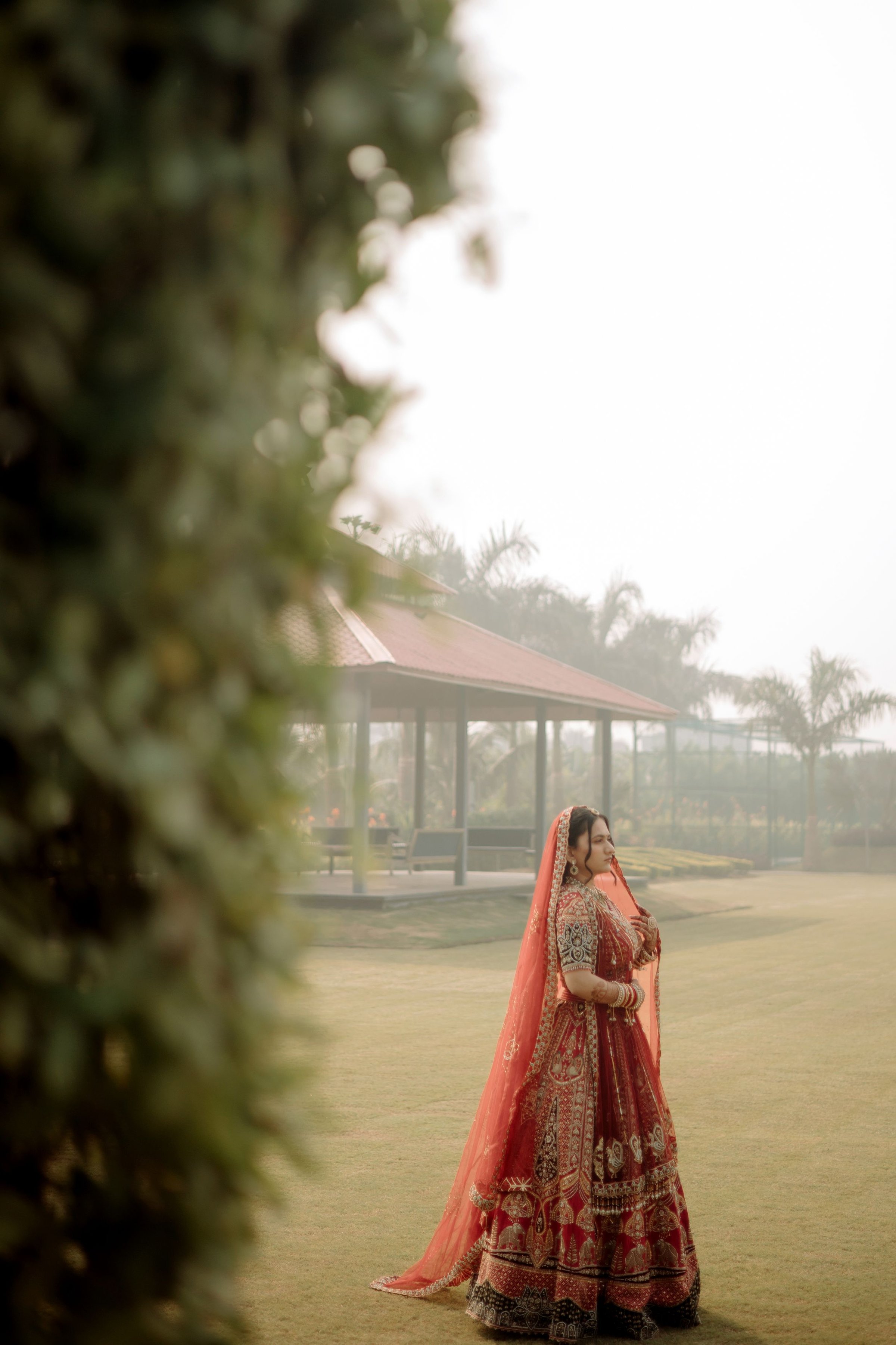 Waiting by the pavilion before the guests arrive