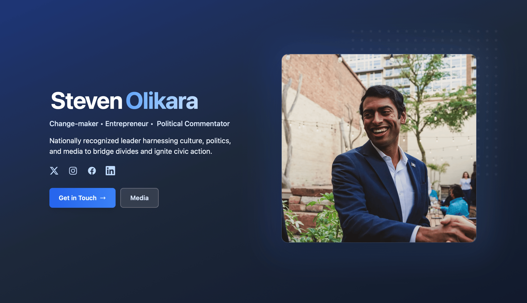 Steven Olikara's Website Screenshot