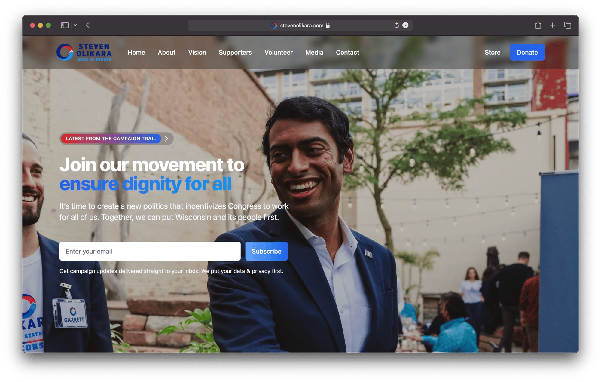 Steven Olikara Website screenshot