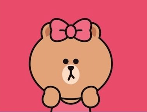 This image presents a flat, illustrative style characterized by bold, clean black outlines and solid color fills, typical of vector-based or cel-shaded animation. The color language is vibrant and high-contrast, dominated by a saturated, warm pink background that contrasts sharply with the character's soft, warm beige-brown fur and the matching pink bow. Lighting is rendered in a simple, non-realistic manner with no visible gradients or complex shadows, creating a flat, two-dimensional appearance. Texture is minimal and implied through the smooth, uniform color fills, giving a clean, digital feel without tactile surface detail. The composition is centered and symmetrical, featuring a close-up, frontal view of the character's head and paws, which creates an intimate and engaging spatial arrangement with no background depth. Shape language is soft and organic, composed of rounded forms for the head, ears, and paws, with simple geometric shapes for the eyes and nose, all defined by consistent, medium-weight lines with smooth edges. The overall mood is cheerful, cute, and playful, conveying a lighthearted and friendly atmosphere through its bright palette and simple, approachable character design.
