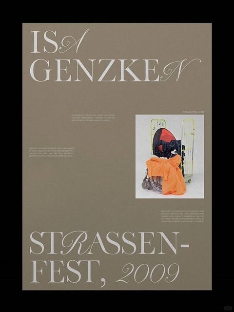 This image is a graphic design poster with a sophisticated, typographic-driven aesthetic. The visual style is a blend of elegant serif typography and a photographic element, rendered in a flat, print-like quality with a subtle paper texture overlay. The color language is muted and earthy, dominated by a warm, desaturated olive-brown background that serves as a neutral canvas. The typography is rendered in a soft, off-white or light grey, creating a low-contrast, harmonious feel. The photographic inset features a more vibrant, though still controlled, palette with a pop of saturated orange from a draped fabric against darker, cooler tones of black and grey within the assemblage object. The lighting on the photographic object appears soft and diffused, likely studio lighting, which minimizes harsh shadows and highlights the material textures. The overall texture feels tactile and matte, reminiscent of high-quality uncoated paper stock. Compositionally, the poster employs a structured, asymmetrical layout with large, dominant typographic blocks at the top and bottom, framing a smaller, centrally-right-aligned photographic rectangle. The shape language is defined by the clean, geometric lines of the poster format and the photographic frame, contrasted with the organic, flowing curves of the decorative script typeface elements and the soft folds of the fabric in the image. The mood is contemplative, artistic, and refined, conveying a sense of curated, intellectual design with a quiet, gallery-like atmosphere.