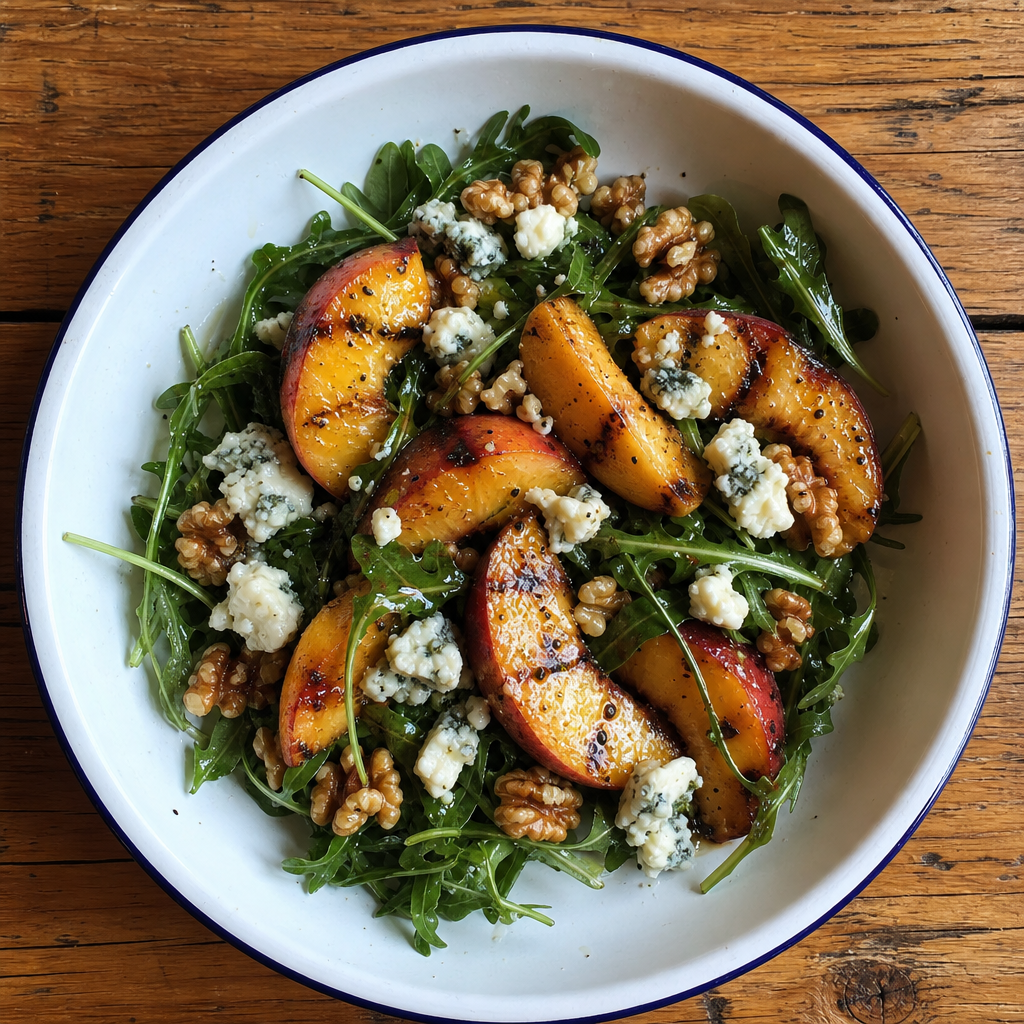 Grilled Peach, Rocket and Gorgonzola