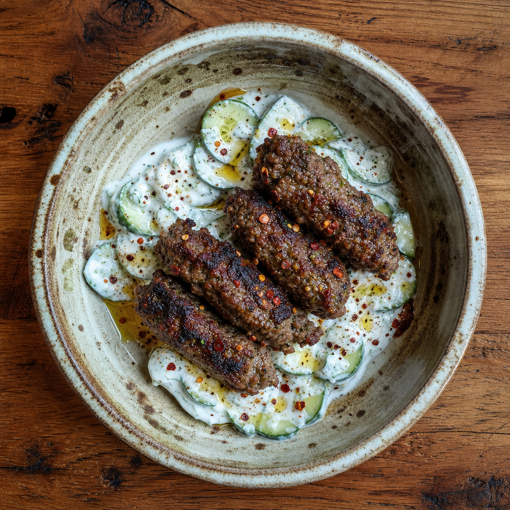 Lamb Kofta, Cucumber and Yoghurt Tahini