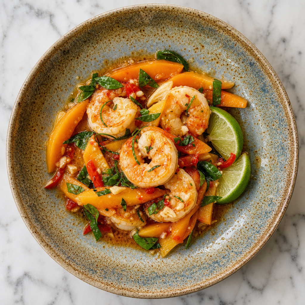 King Prawn, Papaya and Lime Leaf Dressing