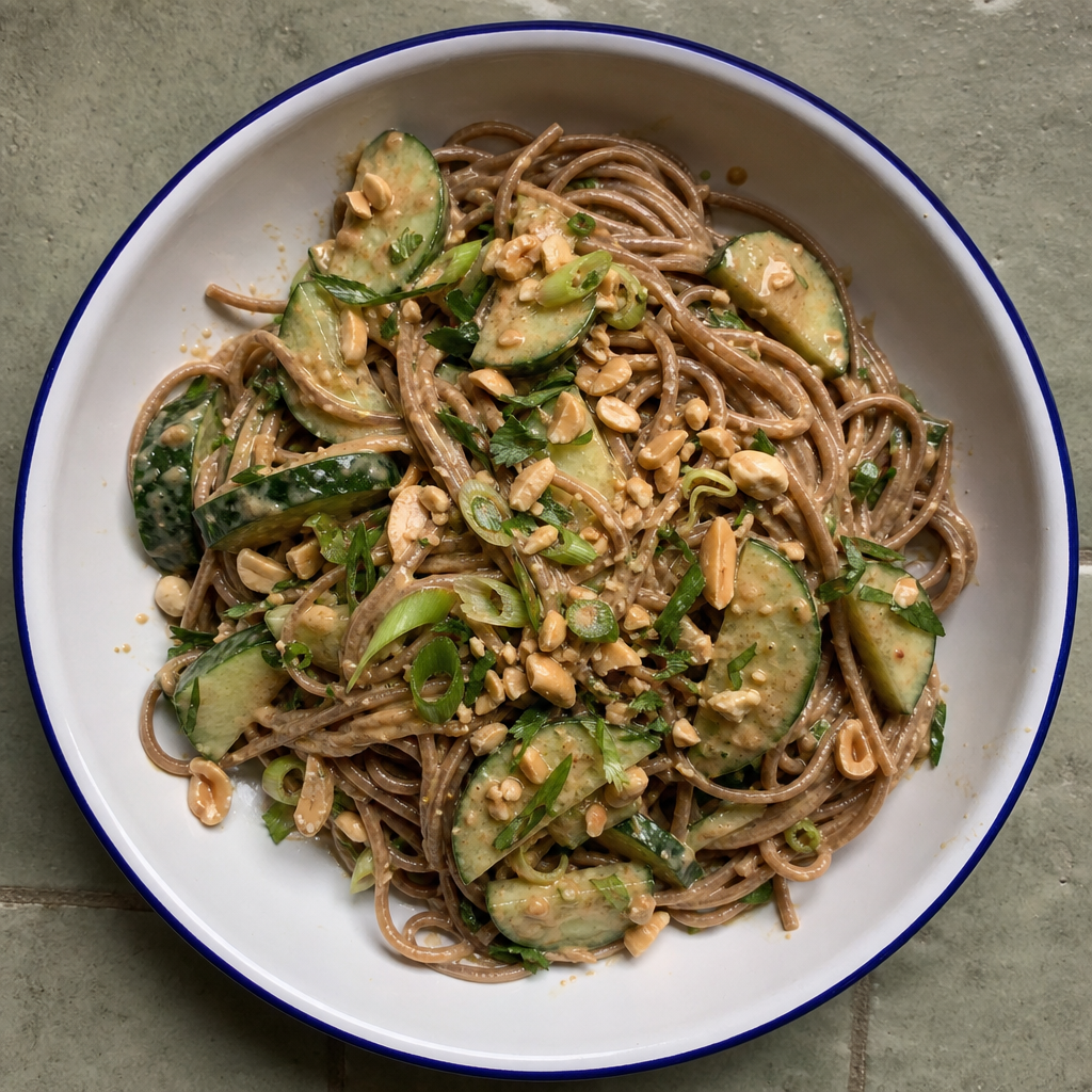 Soba Noodle, Cucumber and Peanut Satay