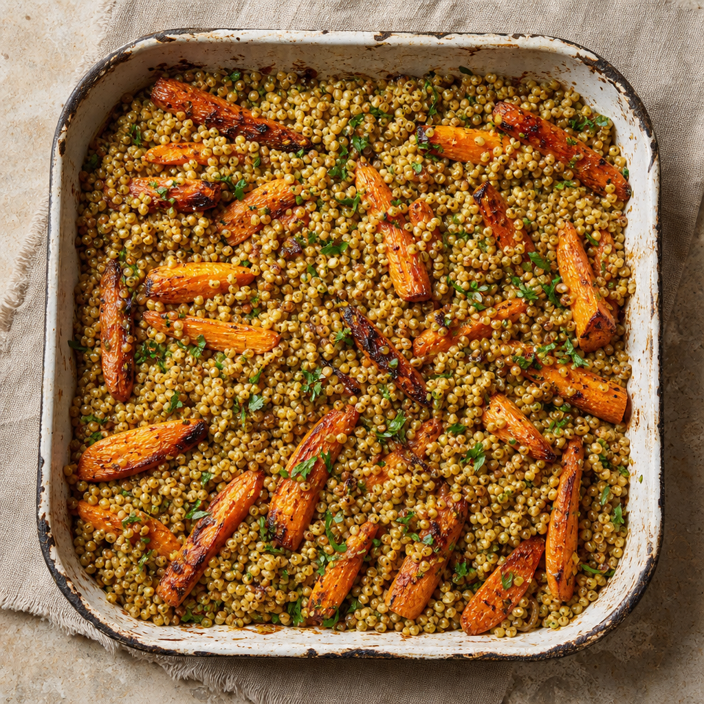 Freekeh, Roasted Carrot and Cumin Vinaigrette