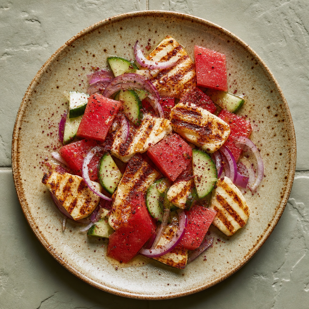 Grilled Halloumi, Watermelon and Sumac