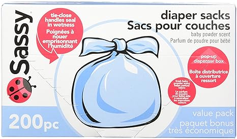 Sassy Baby Disposable Diaper Sacks, 200 Count, Packaging may vary