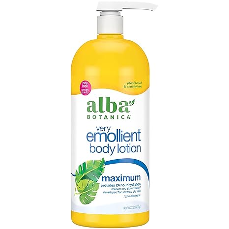 Alba Botanica Very Emollient Body Lotion, Maximum Dry Skin Formula, 32 Oz