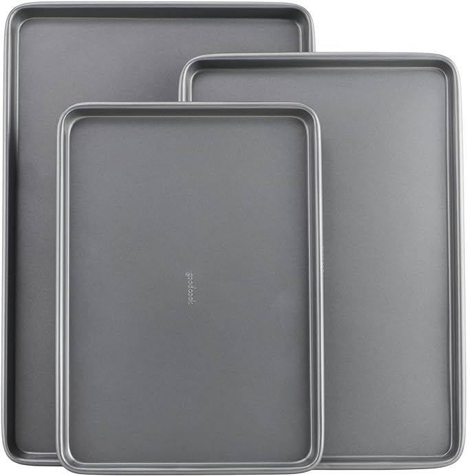Goodcook Nonstick Steel 3-Piece Cookie Sheet Set
