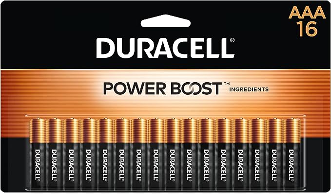 Duracell Coppertop AAA Batteries with Power Boost Ingredients, 16 Count Pack Triple A Battery with Long-lasting Power, Alkaline AAA Battery for Household and Office Devices