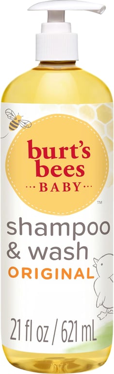 Burt's Bees Baby Shampoo and Wash, Original, Tear Free, Pediatrician Tested, 98.7% Natural Origin, 21 Fluid Ounces