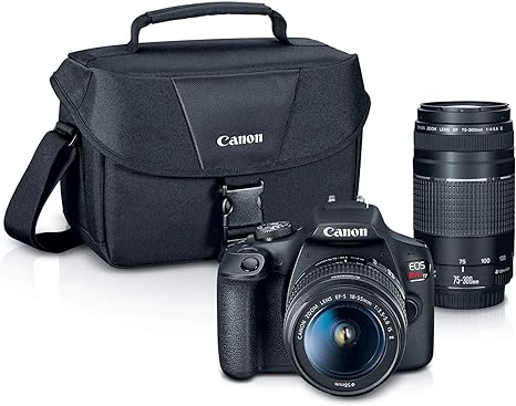 Canon EOS Rebel T7 DSLR Camera|2 Lens Kit with EF18-55mm + EF 75-300mm Lens, Black