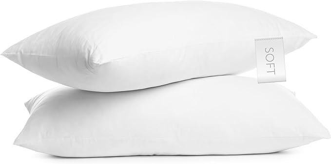 Digital Decor Set of Two 100% Cotton Hotel Down-Alternative Made in USA Pillows - Three Comfort Levels! (Silver, Standard)